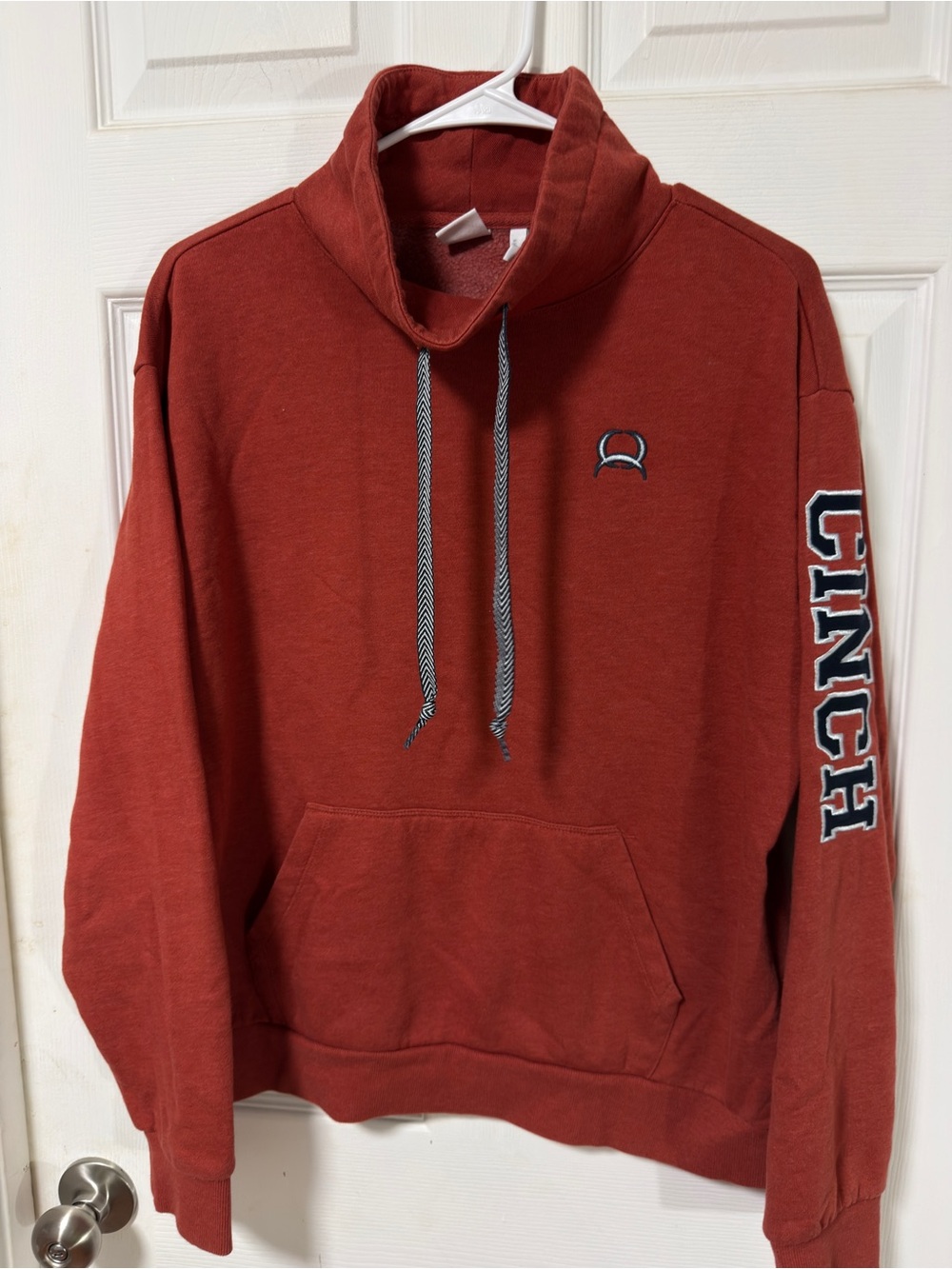Cinch Rust Red Cowl Neck Pullover Hoodie